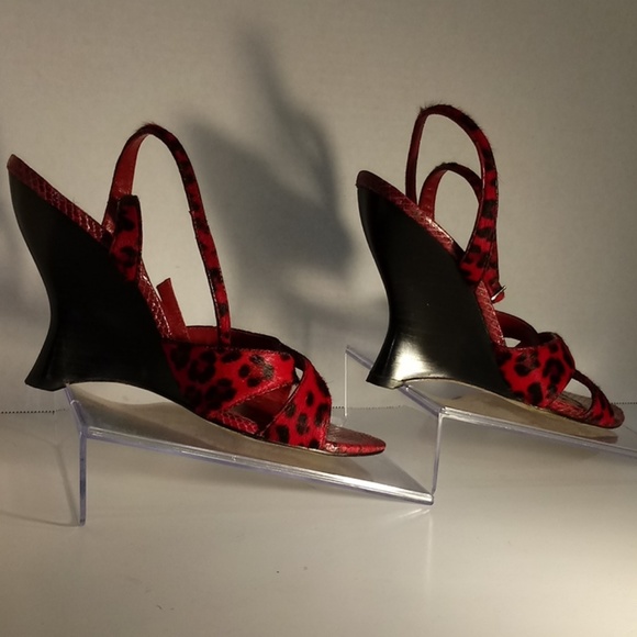 Laundry Red Leapord Wedge Heels - Picture 3 of 8